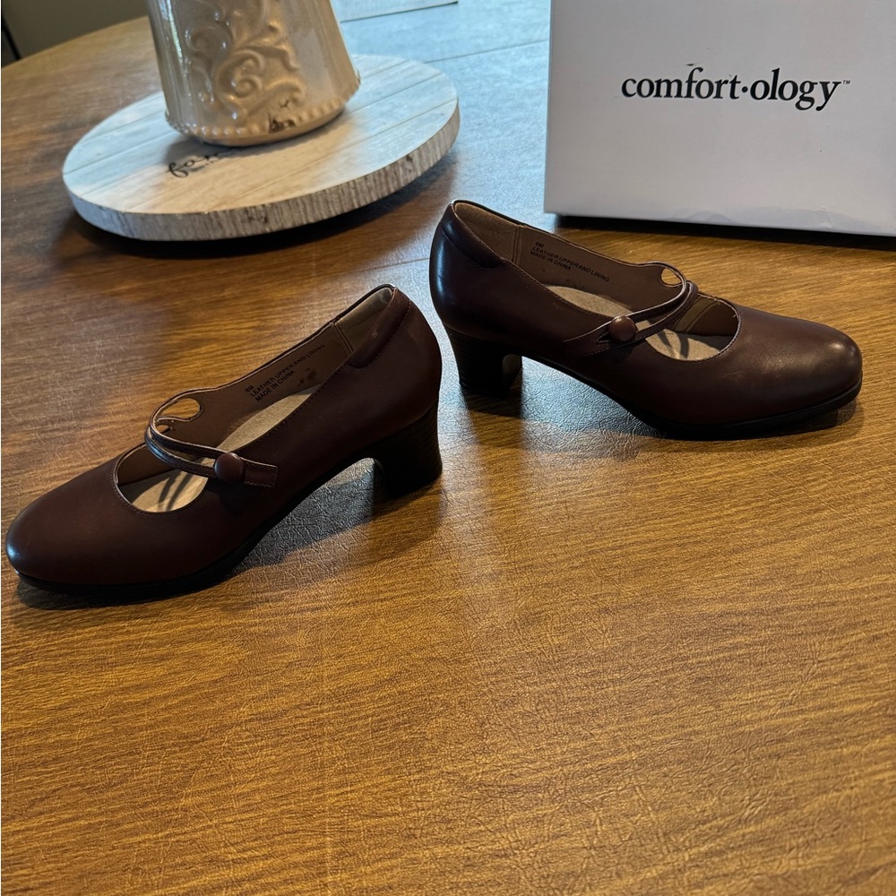 Brown Block Heel Loafers